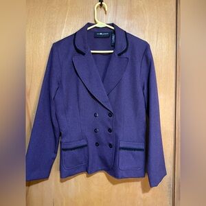 💜 Vintage Purple Blazer Jacket – Double Breasted‎ 80s Power Suit Vibes size 10